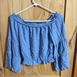Derek Heart Blue Off-Shoulder Women's Top